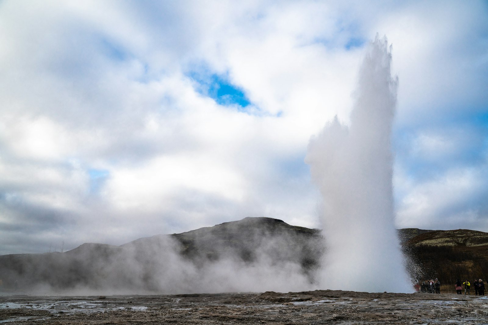 Strokkur geyser erupting at Geysir on the Golden Circle
